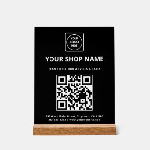 Business QR Logo Black Acrylic Sign