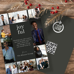 Business QR Logo Christmas Personalised 10 Photo Holiday Card