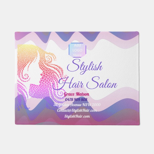 Business Rainbow Waves Door Mat with Logo (Front)