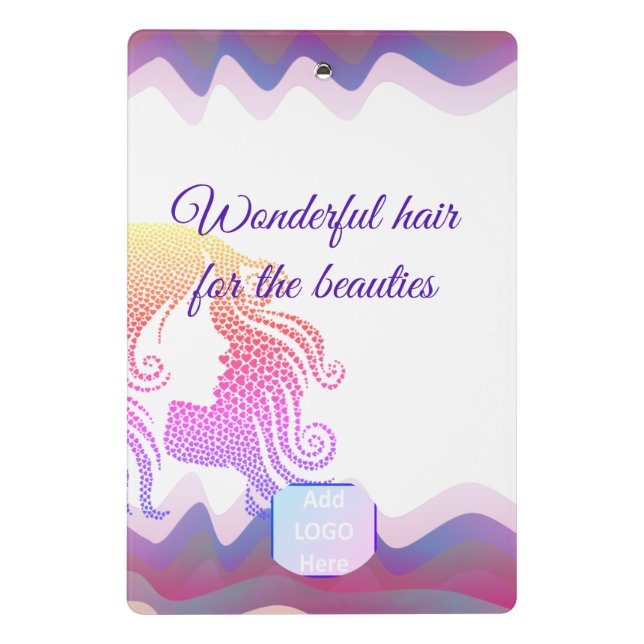 Business Rainbow Waves Mini Clipboard with Logo (Back)