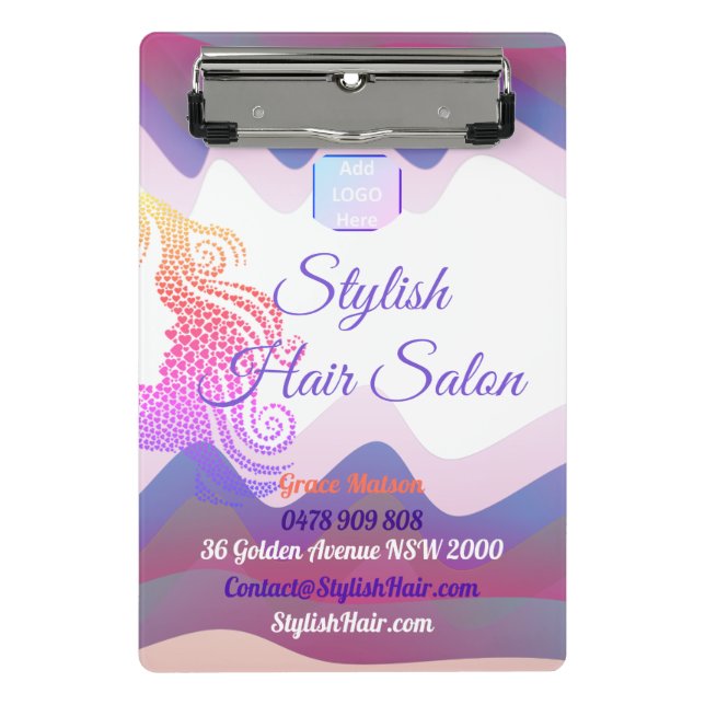 Business Rainbow Waves Mini Clipboard with Logo (Front)