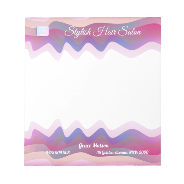 Business Rainbow Waves Notepad With Logo (Front)