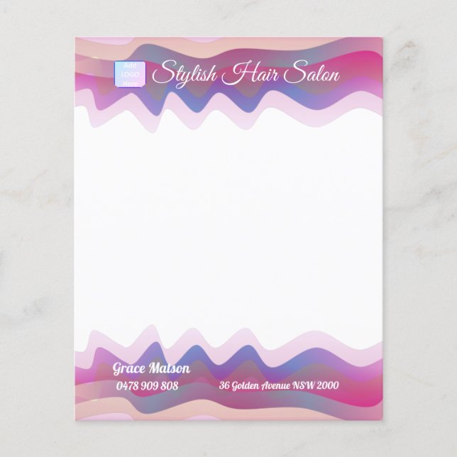 Business Rainbow Waves Paper Sheet with Logo (Front)