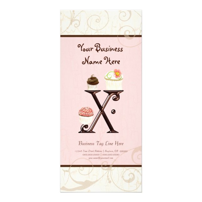 Business Rate Card - Letter X Monogram Dessert Bak (Front)