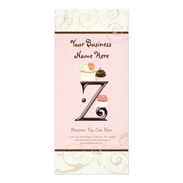 Business Rate Card - Letter Z Monogram Dessert Bak (Front)