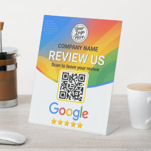 Business Rating QR Code Sign Google Review Rainbow