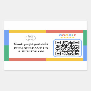 Business Rating With Google Reviews QR Code  Rectangular Sticker