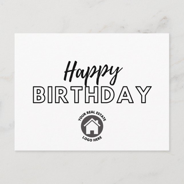 Business Real Estate Happy Birthday Postcard (Front)