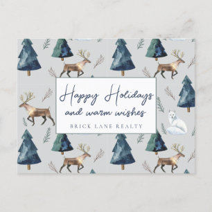 Business Real Estate Happy Holidays Classy Green Holiday Postcard