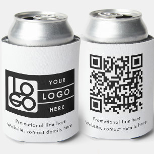 Business Rectangle Logo Text Promo QR Code Can Cooler
