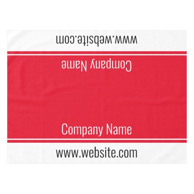 Business Red and White Company Name Website Text Tablecloth (Front (Horizontal))