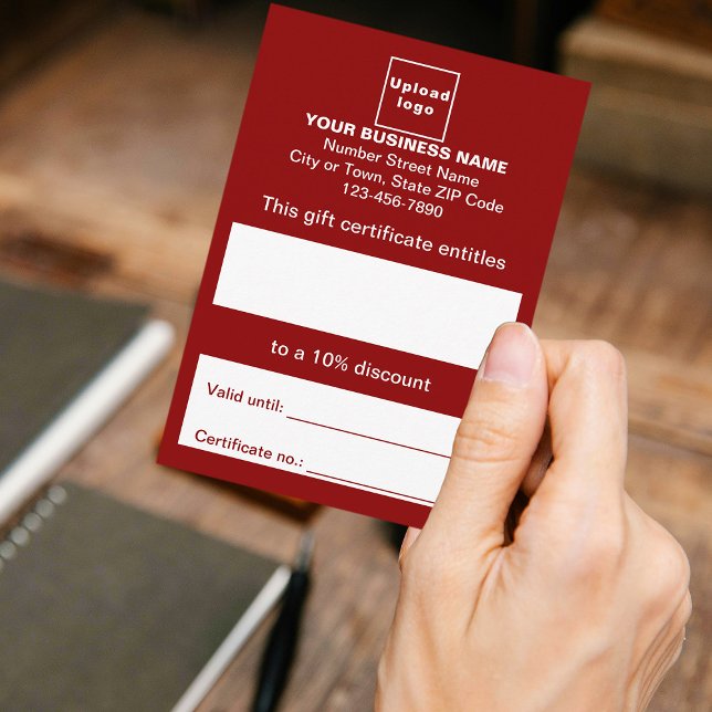 Business Red Gift Certificate (Customer holding business red gift certificate)