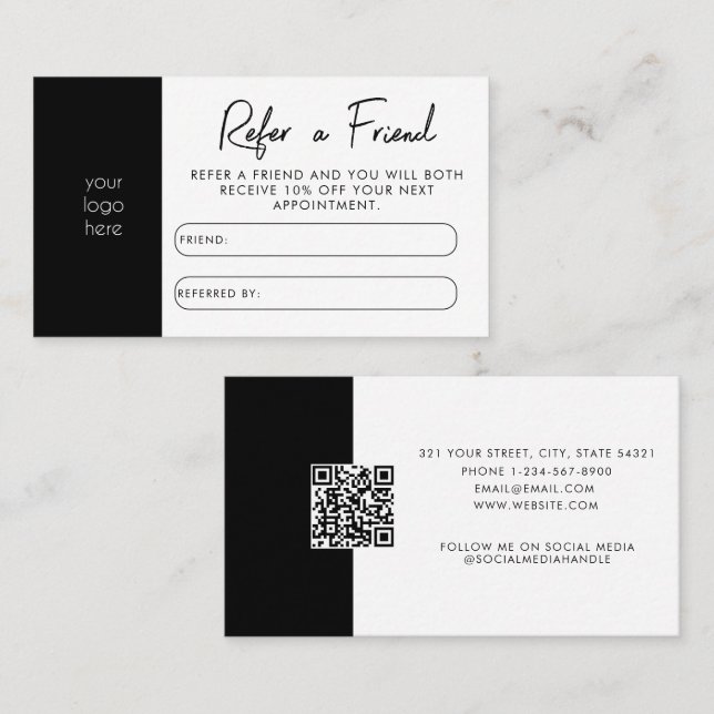 Business Refer A Friend Referral Loyalty Card (Front/Back)