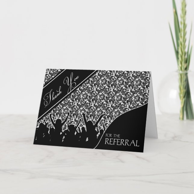 Business Referral Black with Logo Thank You Card (Front)