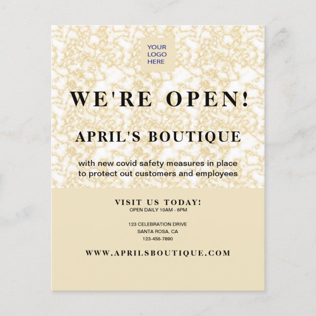 Business Reopening Gold Marble Flyer (Front)