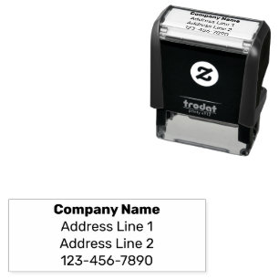 Business Return Address and Phone Number Centred Self-inking Stamp
