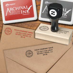 Business Return Address Logo Rubber Stamp