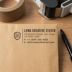 Business Return Address Professional Logo Modern Self-inking Stamp