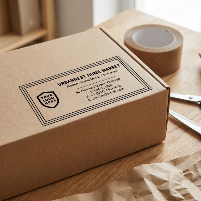 Business Return Address | Professional Logo Modern Self-inking Stamp (Creator Uploaded)