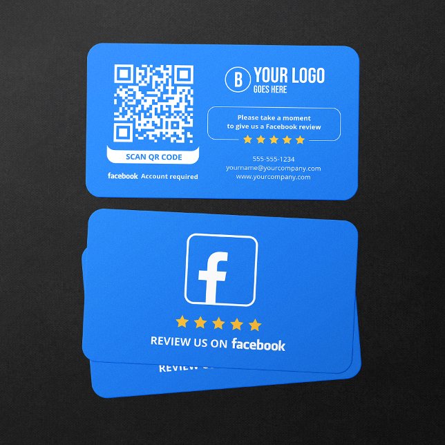 Business Review Link Facebook Reviews QR Code Business Card (Creator Uploaded)