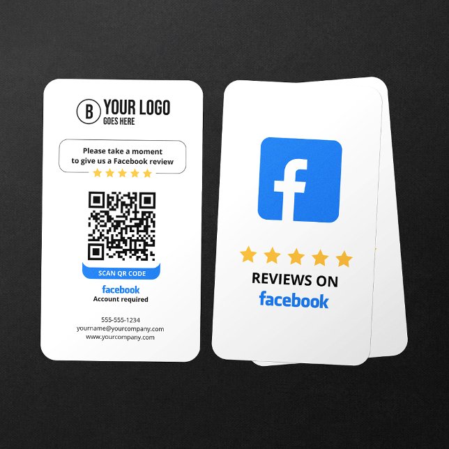Business Review Link Facebook Reviews QR Code Card (Creator Uploaded)
