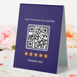 Business Review Link QR Code Table Tent Sign
