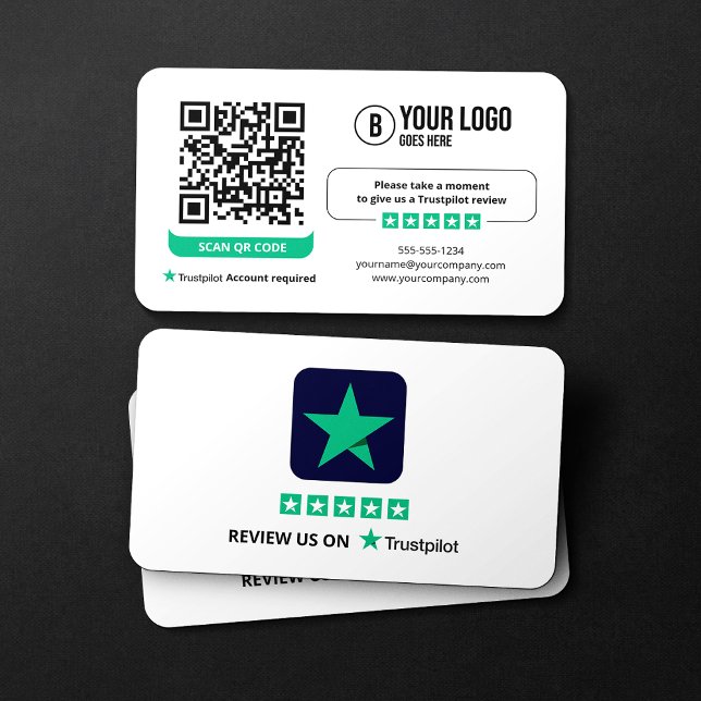 Business Review Link Trustpilot Reviews QR Code Business Card (Creator Uploaded)