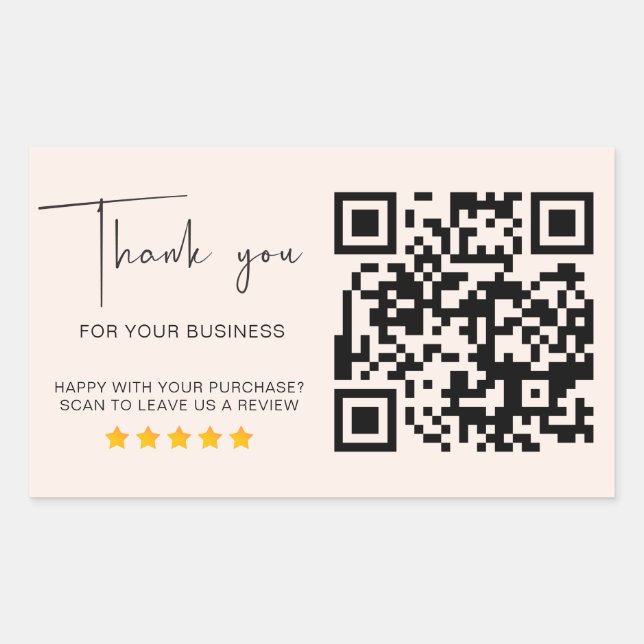 Business Review Request 5 Star Review Modern Pink Rectangular Sticker (Front)