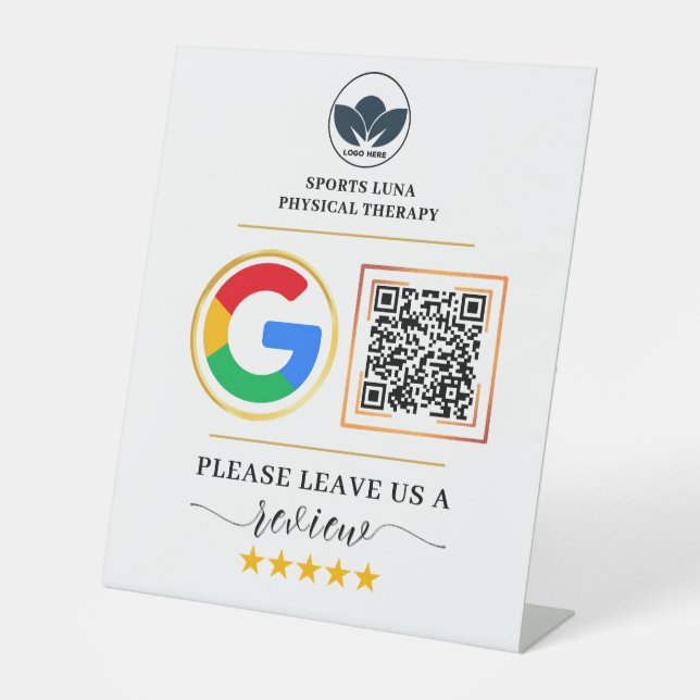 Business Review Sign - Custom QR Code with Logo (Front)