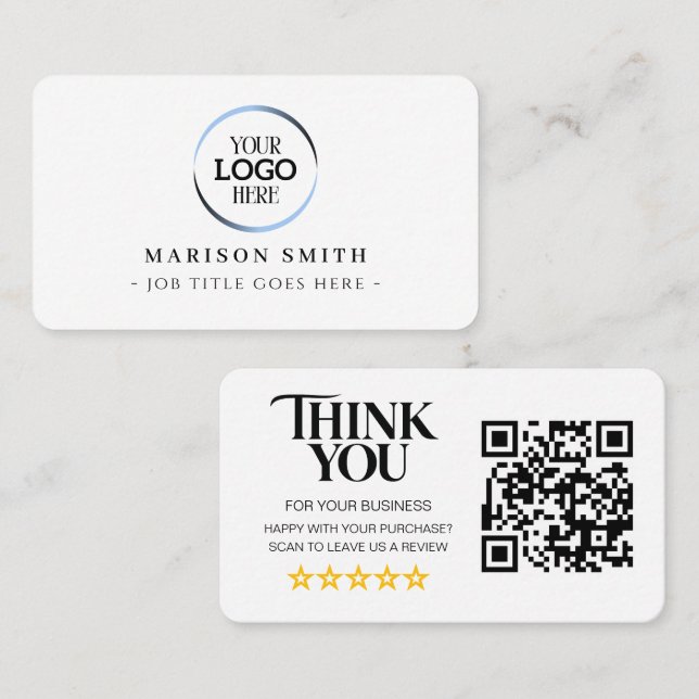 Business Reviews QR Code Review Card (Front/Back)