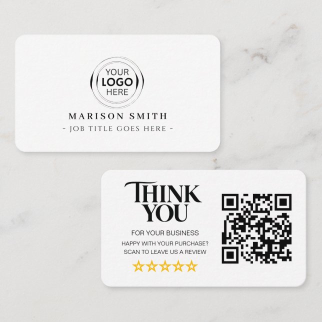 Business Reviews QR Code Review Card (Front/Back)