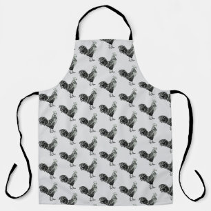 Business Rooster Line Art Black & White Apron