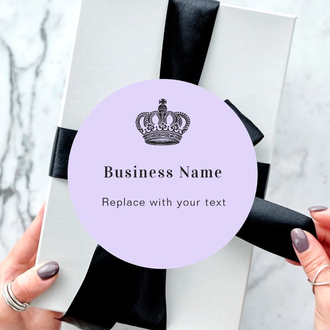Business royal crown violet lavender classic round sticker (Creator Uploaded)