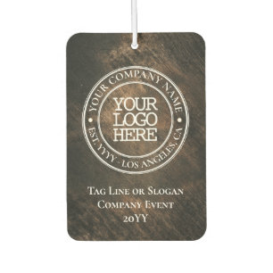 Business Rustic Wood White Medallion Add Logo Car Air Freshener