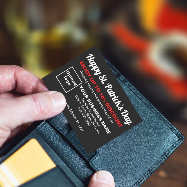 Business Saint Patrick Black Discount Card (Attract more customers this Saint Patrick's Day. Business Saint Patrick black discount card.)