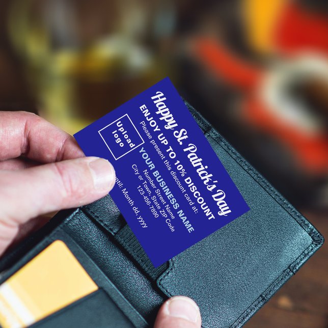 Business Saint Patrick Blue Discount Card (Attract more customers this Saint Patrick's Day. Business Saint Patrick blue discount card.)