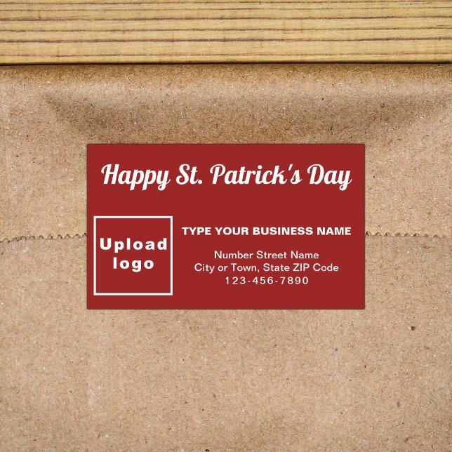 Business Saint Patrick Red Rectangle Sticker (Business brand with Saint Patrick greeting on red rectangle sticker)