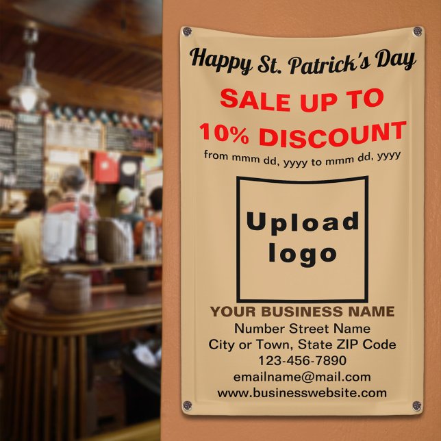 Business Saint Patrick Sale on Light Brown Banner (Business Saint Patrick sale on light brown banner. Signage to attract more customers.)