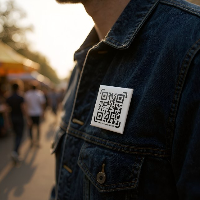 Business Scan Me QR Code Website Modern Simple 15 Cm Square Badge (Creator Uploaded)