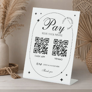 Business Scan To Pay 2 QR Codes Trendy Minimalist Pedestal Sign