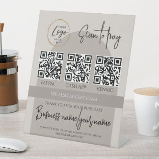 Business Scan to Pay Personalised Logo QR Code Pedestal Sign
