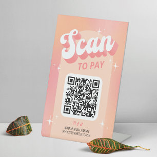 Business Scan to Pay QR Code Retro Peach Pedestal Sign
