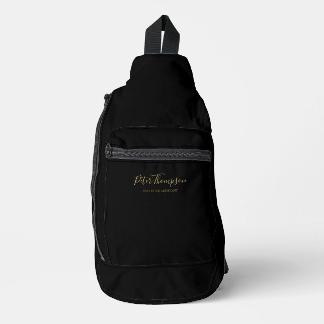 Business Script Elegant Signature Note Card Sling Bag (Front)