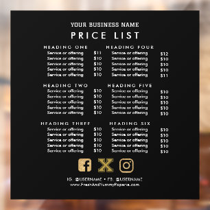 Business Services Price List Scan to Pay CashApp V