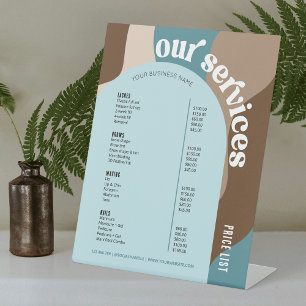 Business Services Price List Trendy Retro Neutrals Pedestal Sign