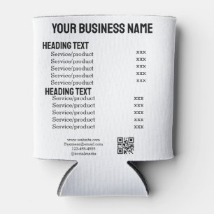 Business services products price list menu card can cooler
