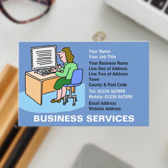 Business Services with Fun Cartoon Card (Business Services Business Card)
