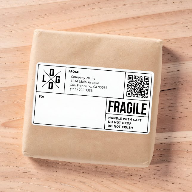 Business Shipping Logo QR Code Fragile Warning (Creator Uploaded)