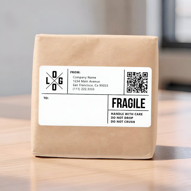 Business Shipping Logo QR Code Fragile Warning (Creator Uploaded)