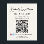 Business Signature Script QR Code Promotional Flyer<br><div class="desc">Chic light cream promotional flyer for your business featuring your name showcased in a stylish signature script and your business or other text below in simple modern lettering. Input your website address to create a QR code for customers and clients to scan for appointments, products, services, hours, etc. Add your...</div>